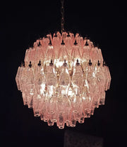 Spherical Murano Poliedri Pink Glass Chandelier-DWHOME