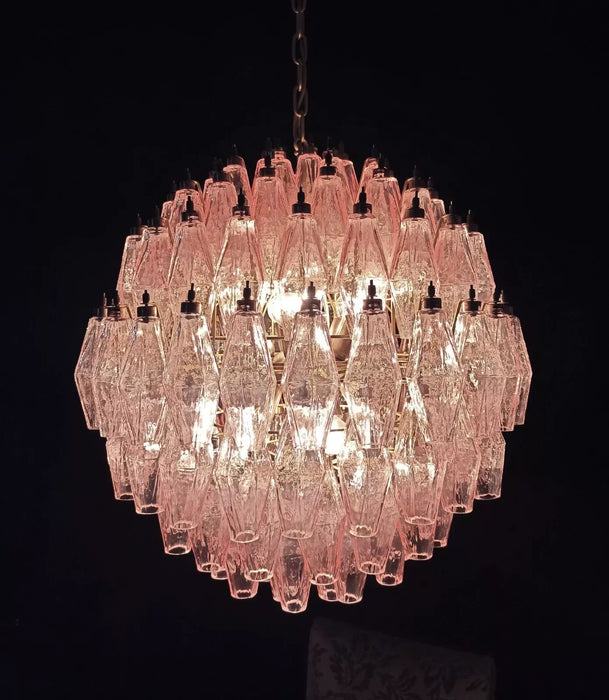 Spherical Murano Poliedri Pink Glass Chandelier-DWHOME