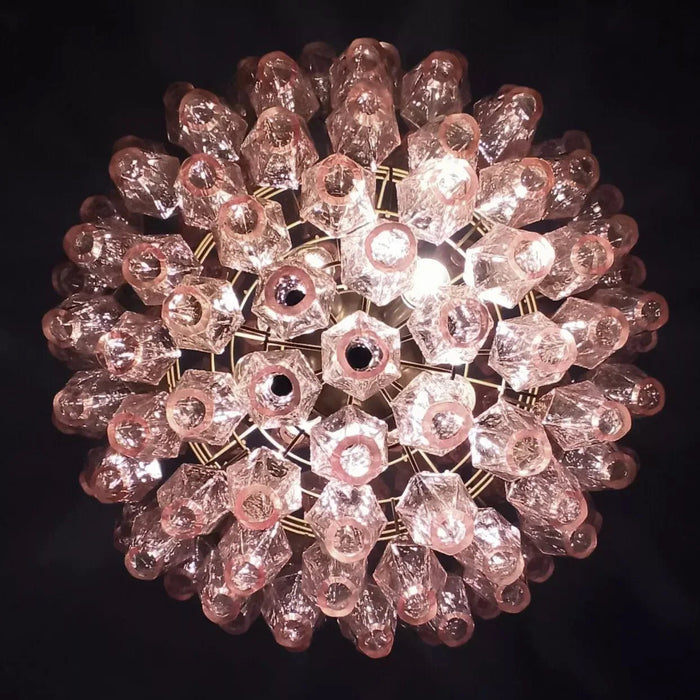 Spherical Murano Poliedri Pink Glass Chandelier-DWHOME