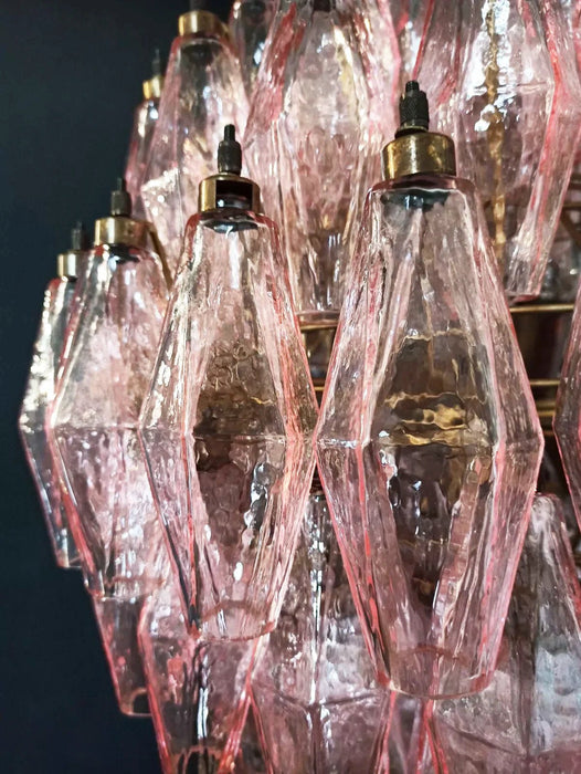 Spherical Murano Poliedri Pink Glass Chandelier-DWHOME