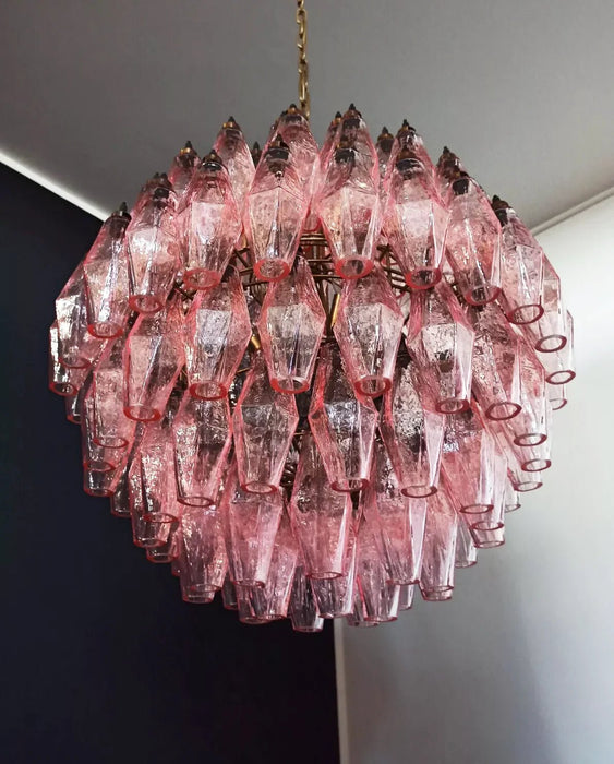 Spherical Murano Poliedri Pink Glass Chandelier-DWHOME
