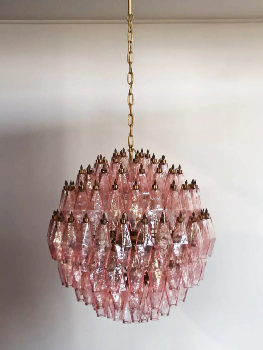 Spherical Murano Poliedri Pink Glass Chandelier-DWHOME