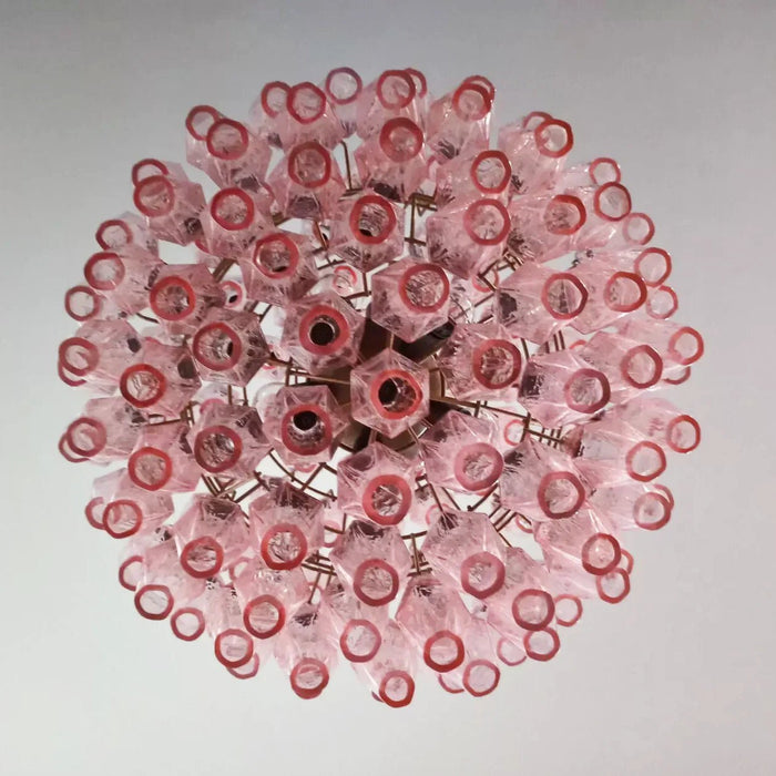 Spherical Murano Poliedri Pink Glass Chandelier-DWHOME
