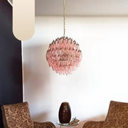 Spherical Murano Poliedri Pink Glass Chandelier-DWHOME