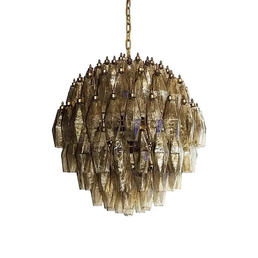 Spherical Murano Poliedri Smoked Glass Chandelier-DWHOME