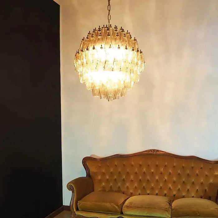 Spherical Murano Poliedri Smoked Glass Chandelier-DWHOME