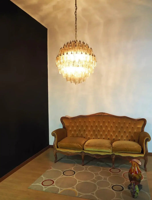 Spherical Murano Poliedri Smoked Glass Chandelier-DWHOME