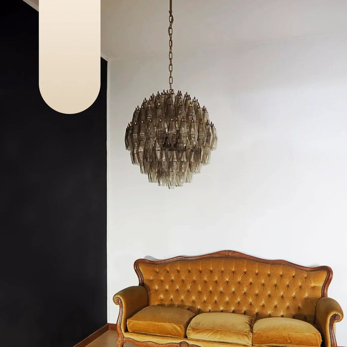Spherical Murano Poliedri Smoked Glass Chandelier-DWHOME