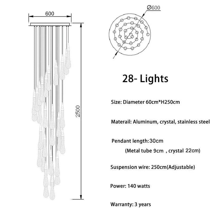 Spiral Raindrop Staircase Ceiling Lighting-DWHOME