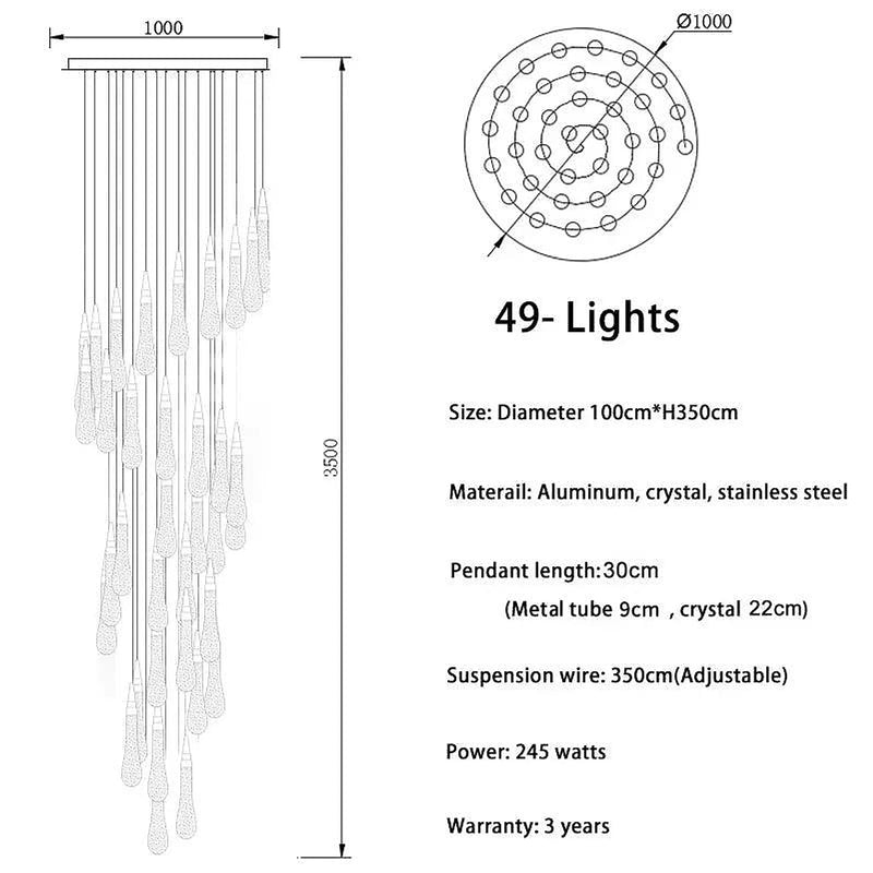 Spiral Raindrop Staircase Ceiling Lighting-DWHOME