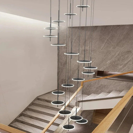 Spiral Round Scandinavian Chandelier for Staircase.