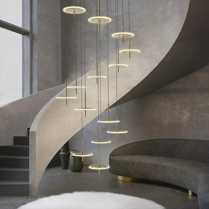 Spiral Round Scandinavian Chandelier for Staircase.