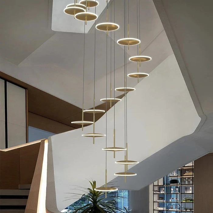 Spiral Round Scandinavian Chandelier for Staircase.