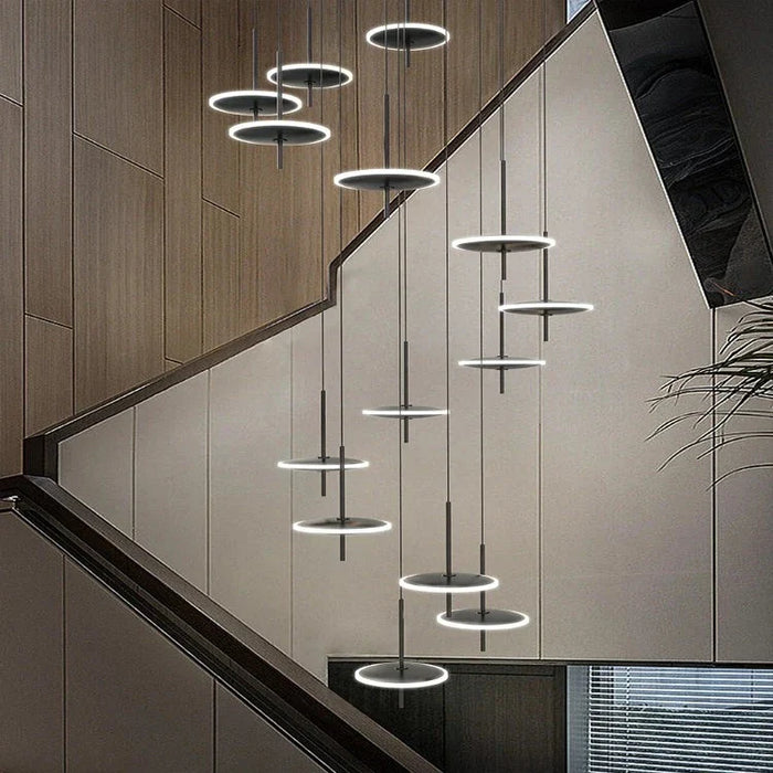 Spiral Round Scandinavian Chandelier for Staircase.