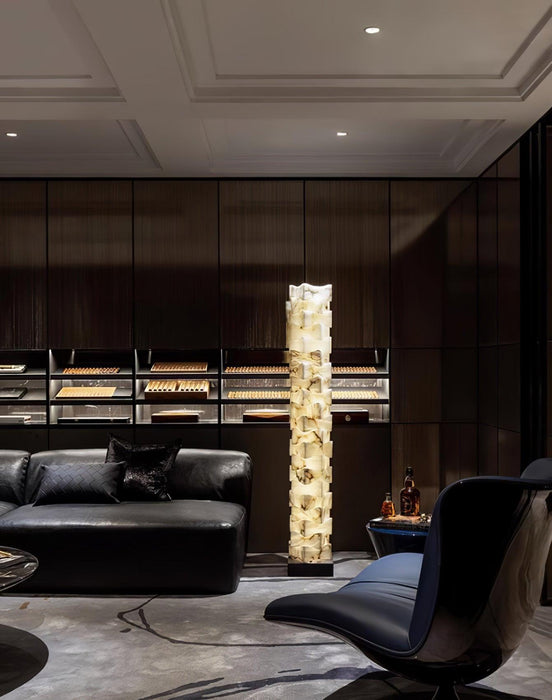 Stacked Alabaster Squares Floor Lamp-DWHOME