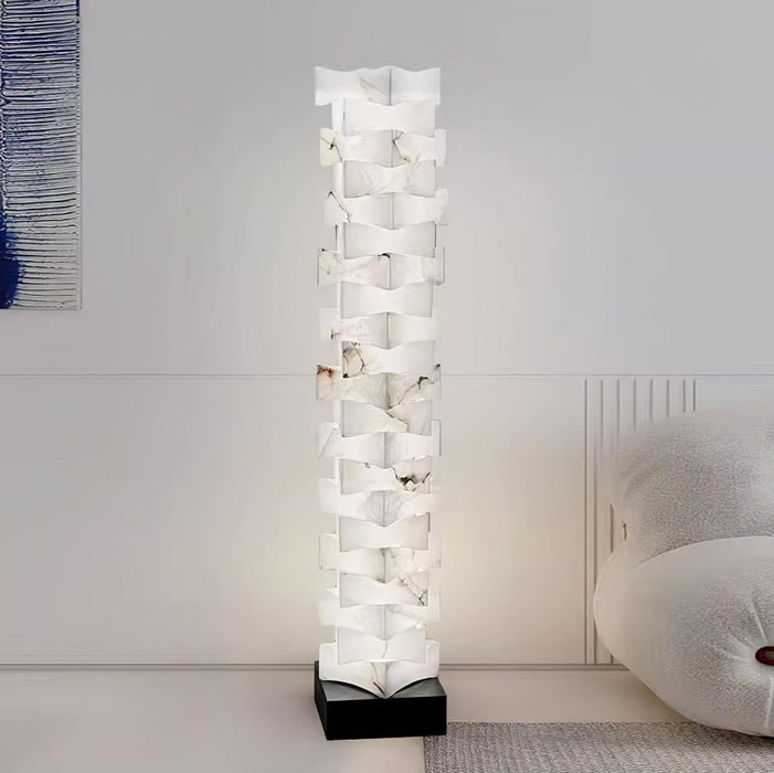 Stacked Alabaster Squares Floor Lamp.