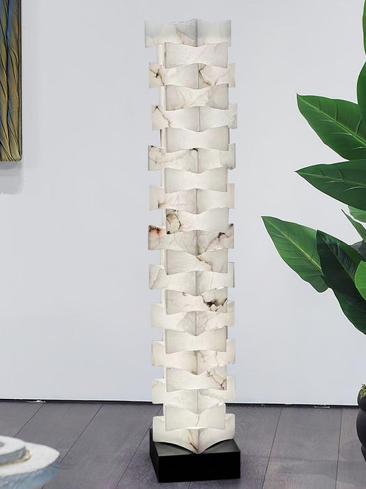 Stacked Alabaster Squares Floor Lamp.