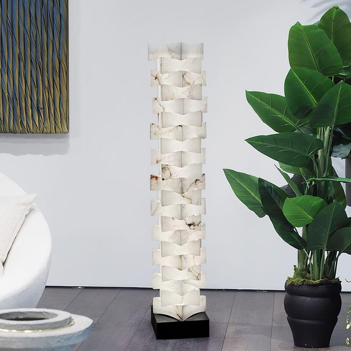 Stacked Alabaster Squares Floor Lamp.