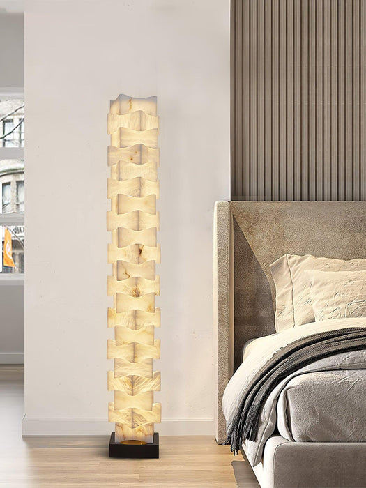 Stacked Alabaster Squares Floor Lamp.