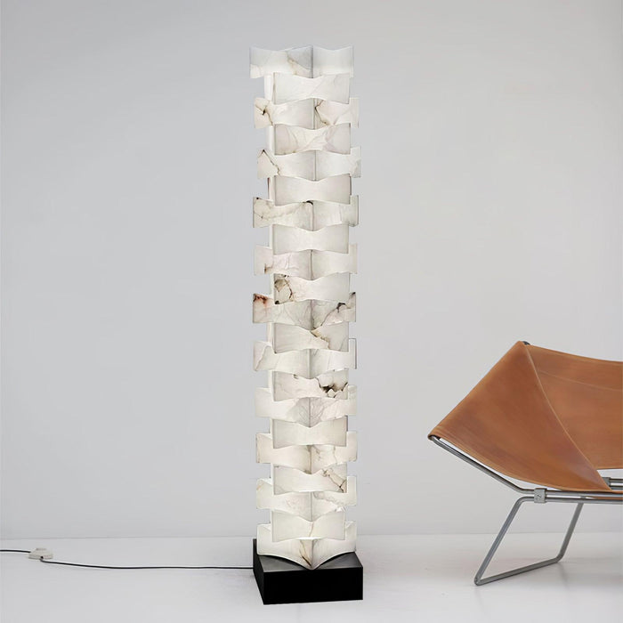 Stacked Alabaster Squares Floor Lamp.