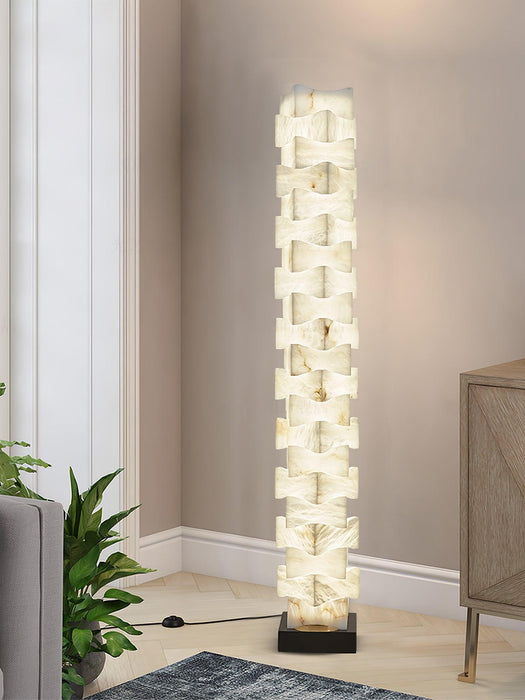 Stacked Alabaster Squares Floor Lamp.