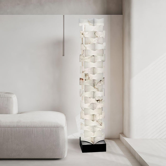 Stacked Alabaster Squares Floor Lamp.