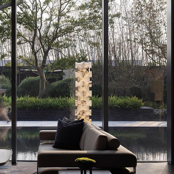 Stacked Alabaster Squares Floor Lamp.