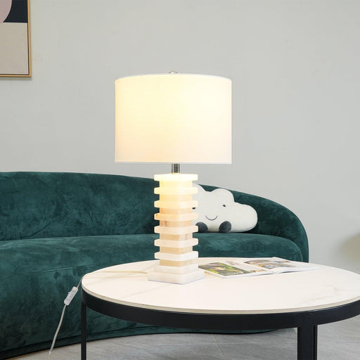Stacked Alabaster Table Lamp-DWHOME