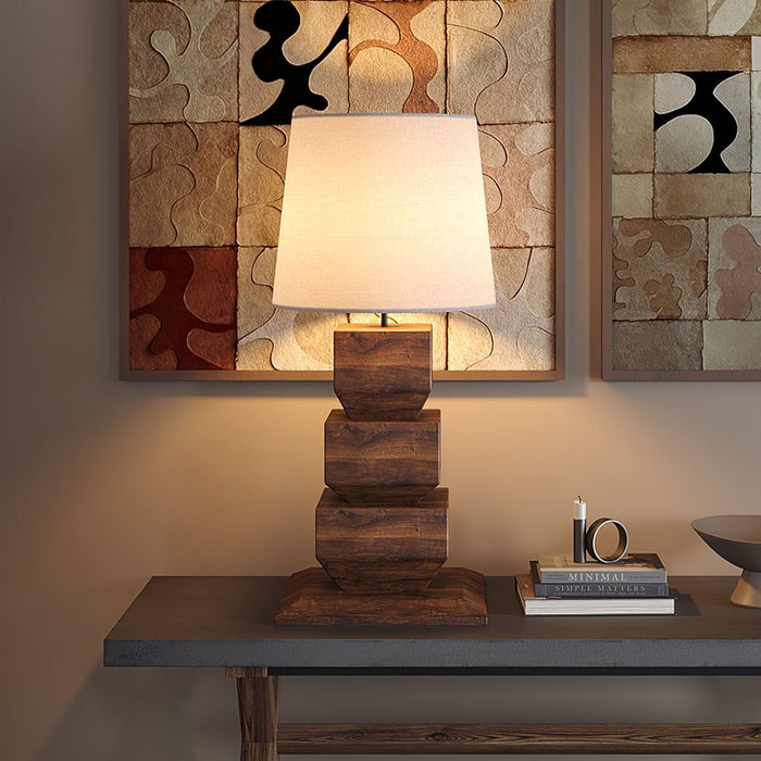 Stacked Wooden Table Lamp-DWHOME