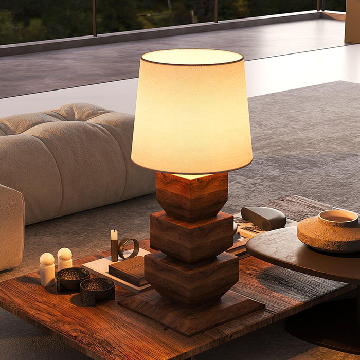 Stacked Wooden Table Lamp-DWHOME
