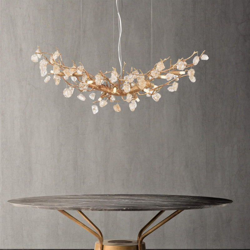 Stone Crystal Brass Chandelier-DWHOME