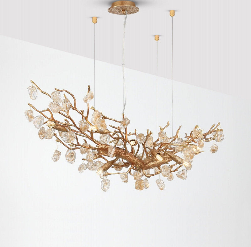 Stone Crystal Brass Chandelier-DWHOME
