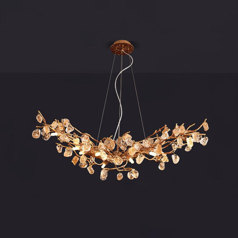 Stone Crystal Brass Chandelier-DWHOME