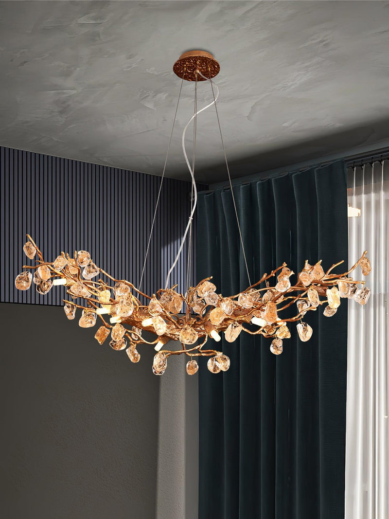Stone Crystal Brass Chandelier-DWHOME