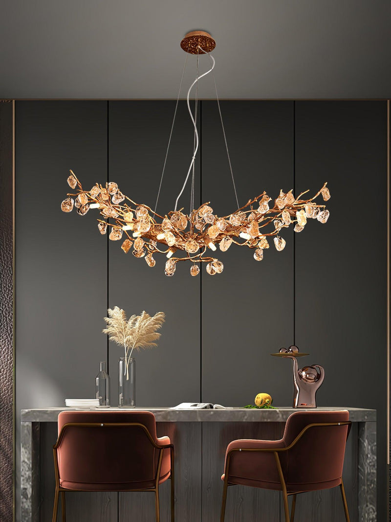 Stone Crystal Brass Chandelier-DWHOME