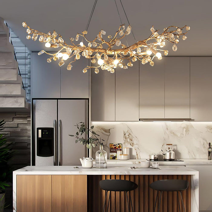 Stone Crystal Brass Chandelier - DWHOME