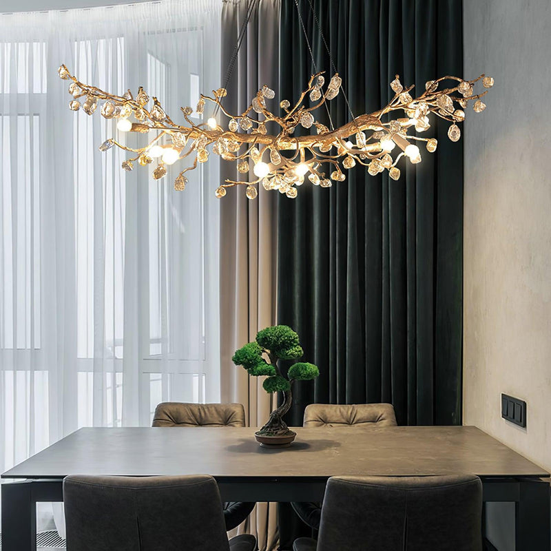 Stone Crystal Brass Chandelier-DWHOME