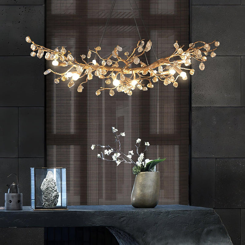 Stone Crystal Brass Chandelier-DWHOME