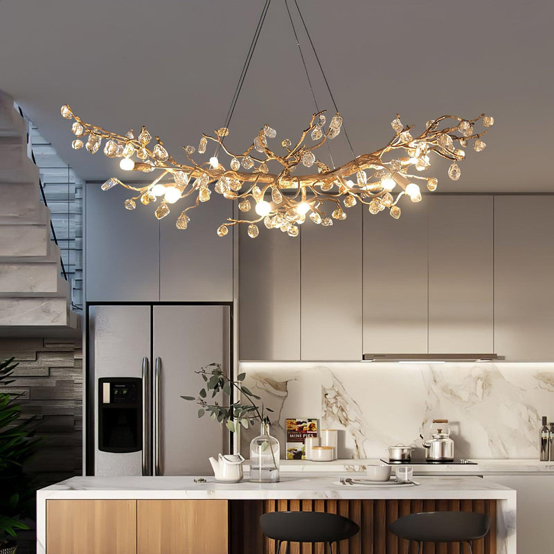 Stone Crystal Brass Chandelier-DWHOME