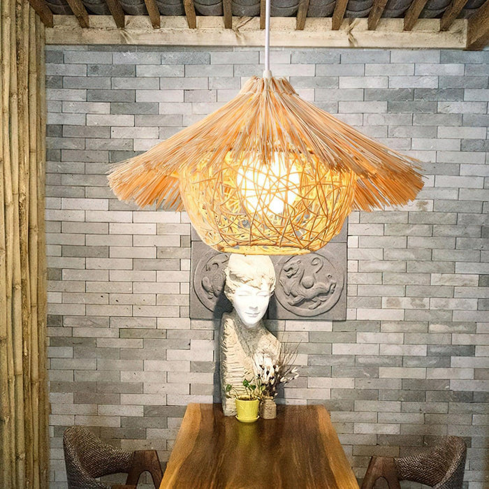 Straw Hat Pendant Light-DWHOME
