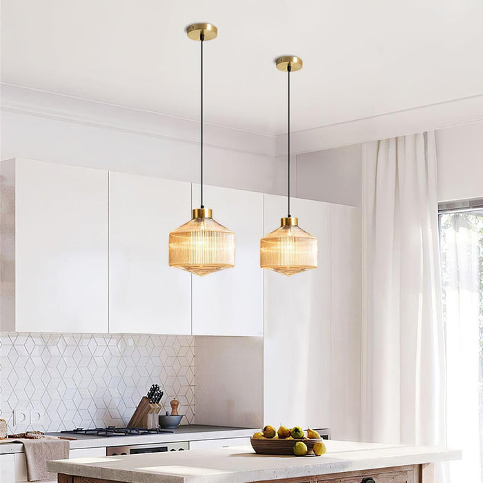 Striped Spinning Top Pendant Light.