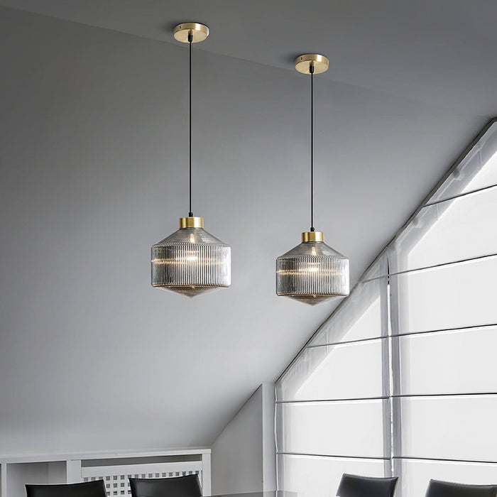 Striped Spinning Top Pendant Light.