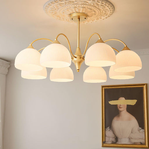 Striped Glass Bowl Chandelier.