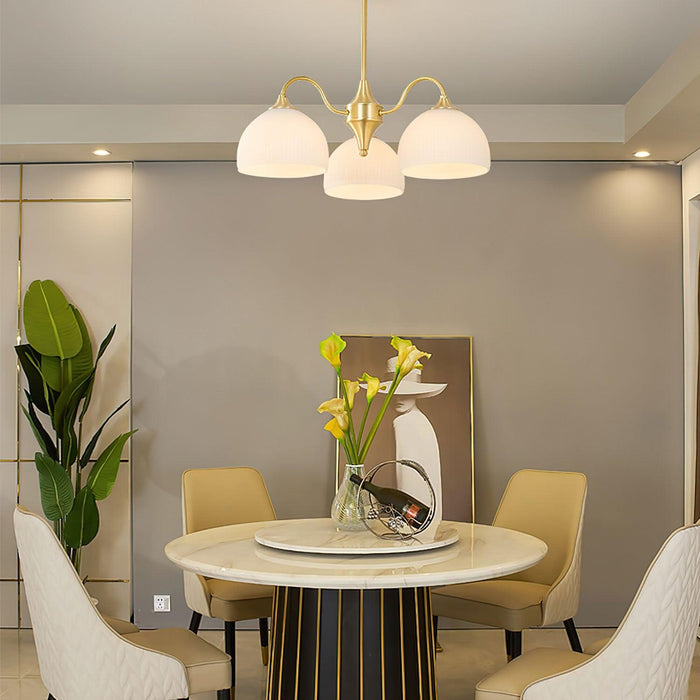 Striped Glass Bowl Chandelier.