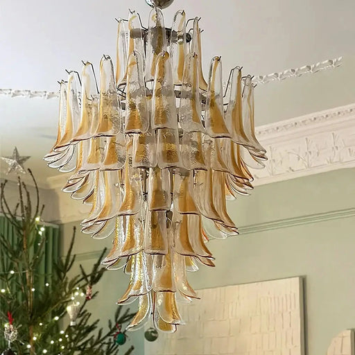 Stunning Murano Amber Glass Petals Chandelier-DWHOME