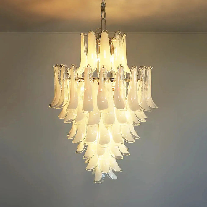 Stunning Murano White Glass Petals Chandelier-DWHOME