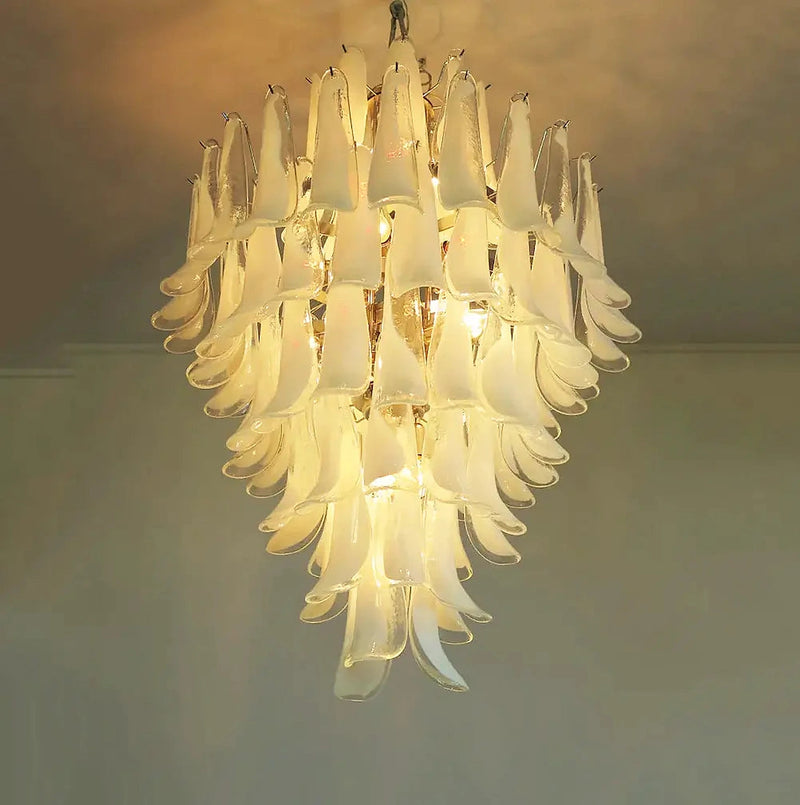 Stunning Murano White Glass Petals Chandelier-DWHOME