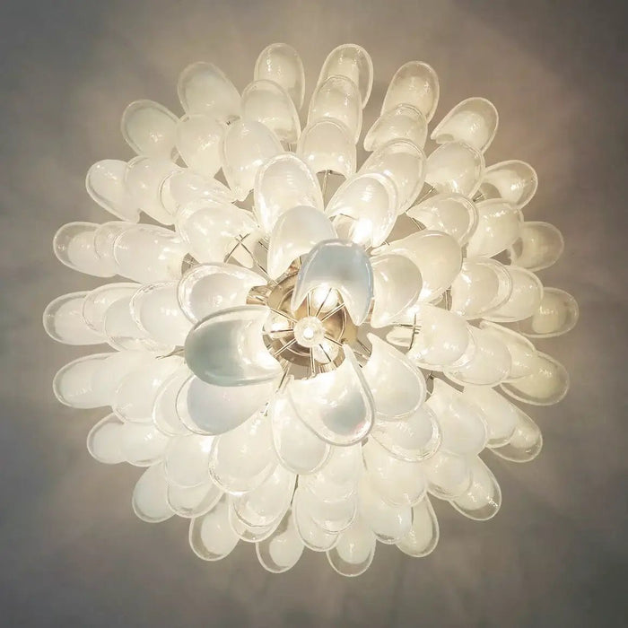 Stunning Murano White Glass Petals Chandelier-DWHOME