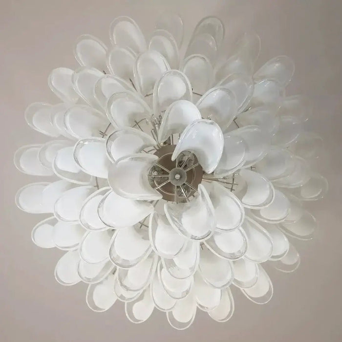 Stunning Murano White Glass Petals Chandelier-DWHOME