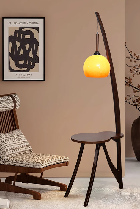 Arc Wood Hanging Floor Lamp.